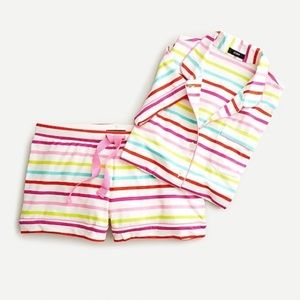 EUC J. Crew Dreamy Short Sleeve Pajama Set in Rainbow Stripe